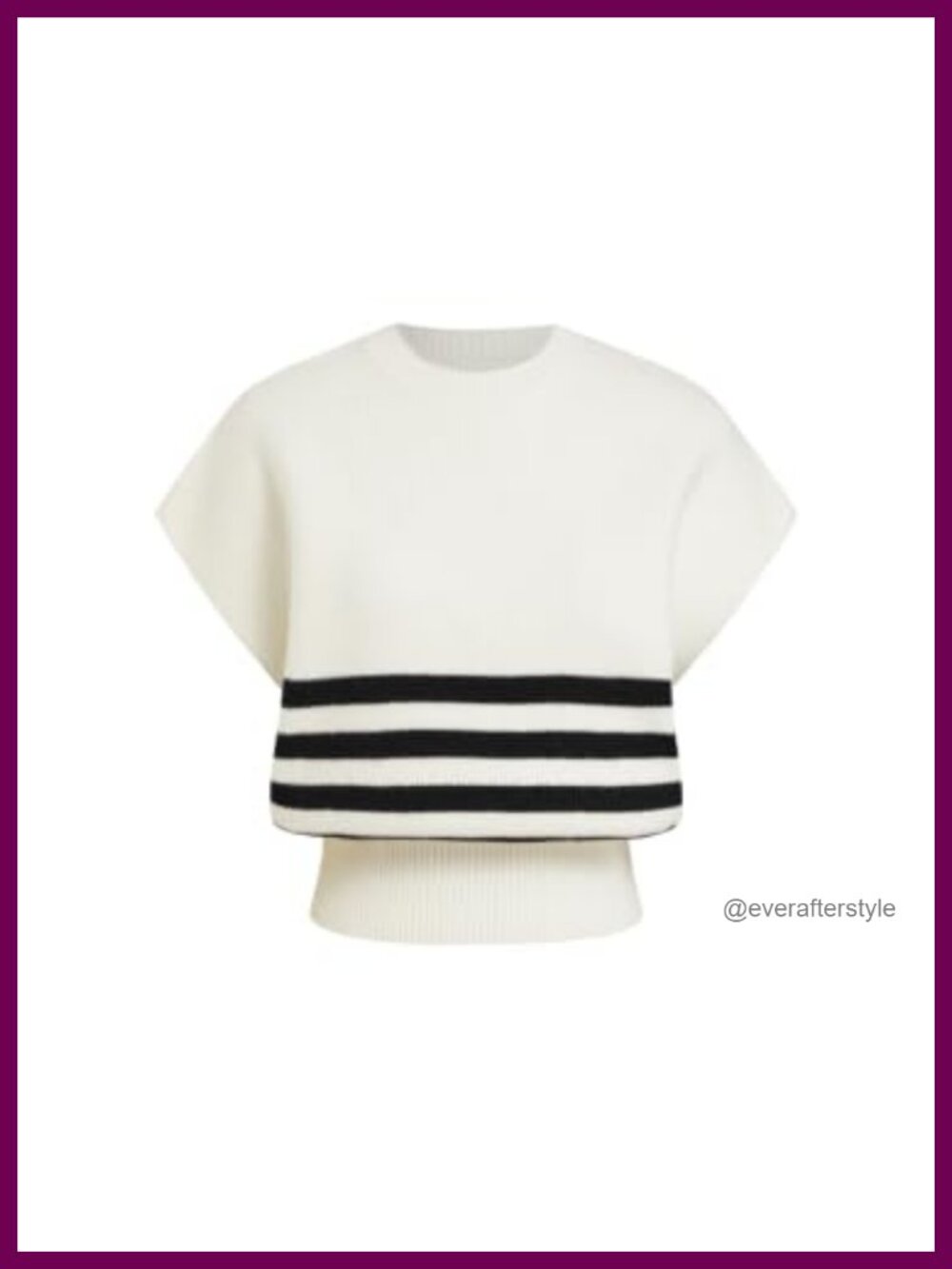 Women's Striped Knit Sweater Vest - Cap Sleeve Pullover